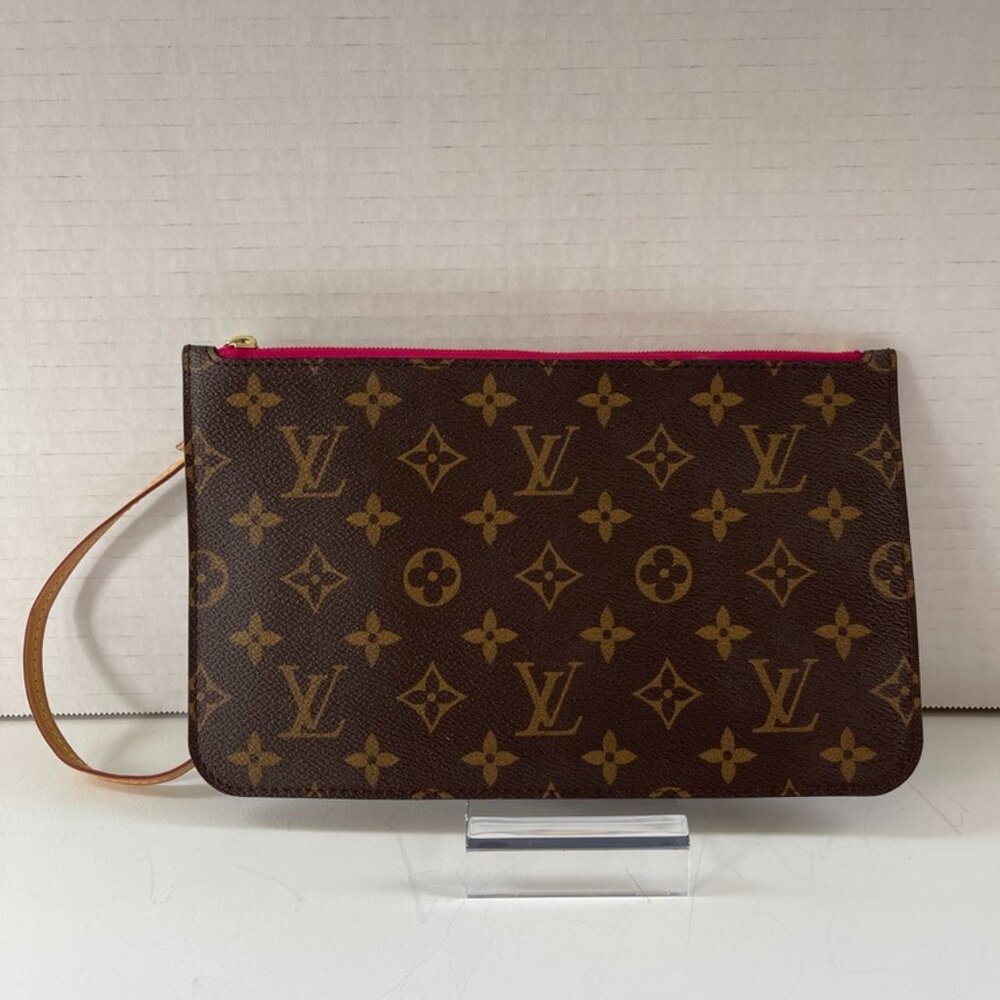 Louis Vuitton Monogram Canvas Neverfull Pouch Red Interior  (116630-1)